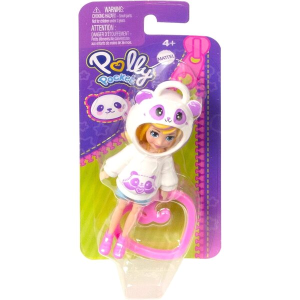 Polly Pocket Panda Zawieszka - Mini Pupazzo con Cappuccio Animale e Clip Portatile