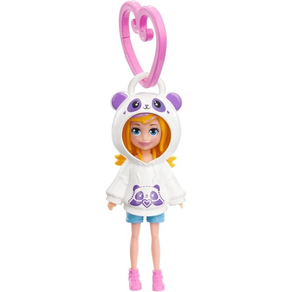 Polly Pocket Panda Zawieszka - Mini Pupazzo con Cappuccio Animale e Clip Portatile