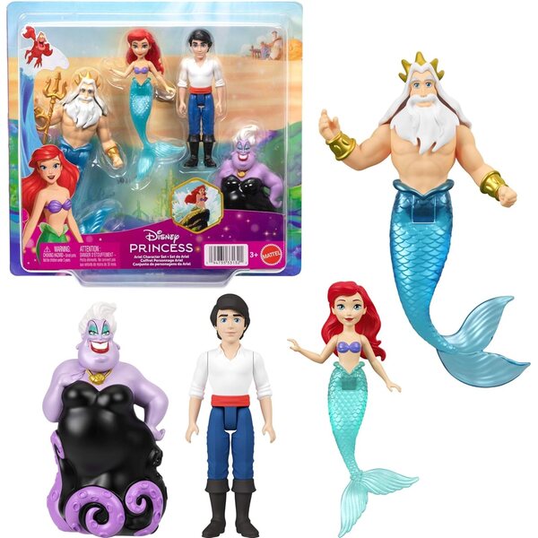 Mattel Disney Princesses Arielle 4-teiliges Set mit Puppen und Dreizack