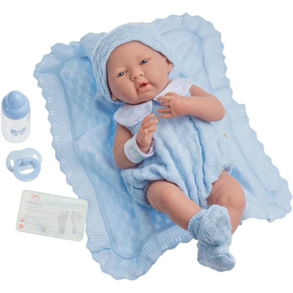 JC Toys Poupée Newborn blau 38 cm inklusive Strickkleidung und Accessoires