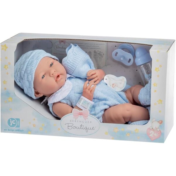 JC Toys Poupée Newborn blau 38 cm inklusive Strickkleidung und Accessoires