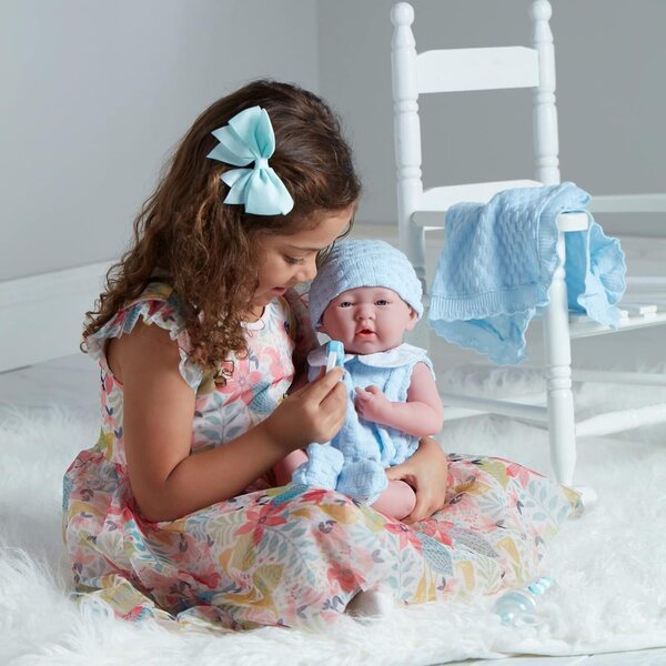 JC Toys Poupée Newborn blau 38 cm inklusive Strickkleidung und Accessoires