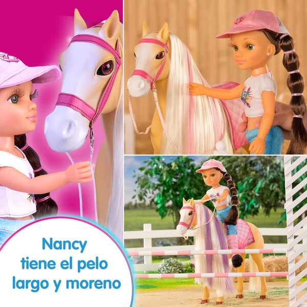 Nancy und ihr Pferd: Puppe mit Zubehör zum Ändern der Mähnenfarbe, 3+