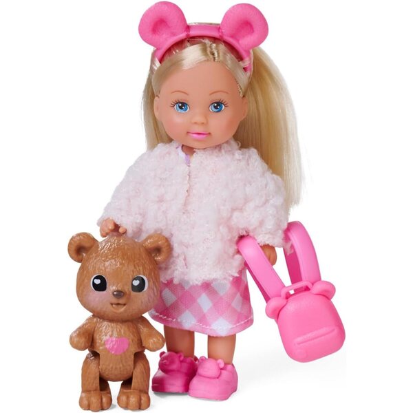 Evi Love Teddy 12cm con Giacca Morbida, Borsetta e Teddy per Bambini 3+