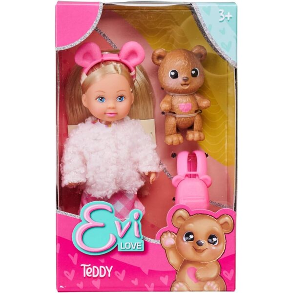 Evi Love Teddy 12cm con Giacca Morbida, Borsetta e Teddy per Bambini 3+