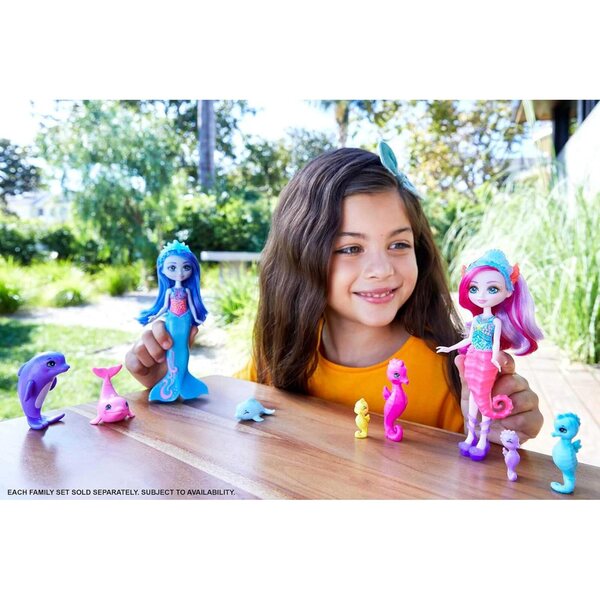 Enchantimals Sedda Seepferdchen mit 4 Seepferdchen, Familienspielset für Kinder ab 3 Jahren