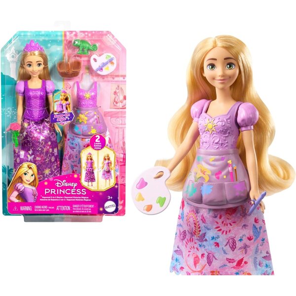 Rapunzel Disney Princess Fashion 2-in-1 mit 9 Accessoires, 2 Looks und Clip-On-Kleidern