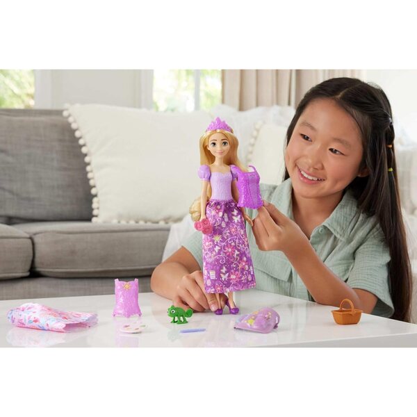Rapunzel Disney Princess Fashion 2-in-1 mit 9 Accessoires, 2 Looks und Clip-On-Kleidern