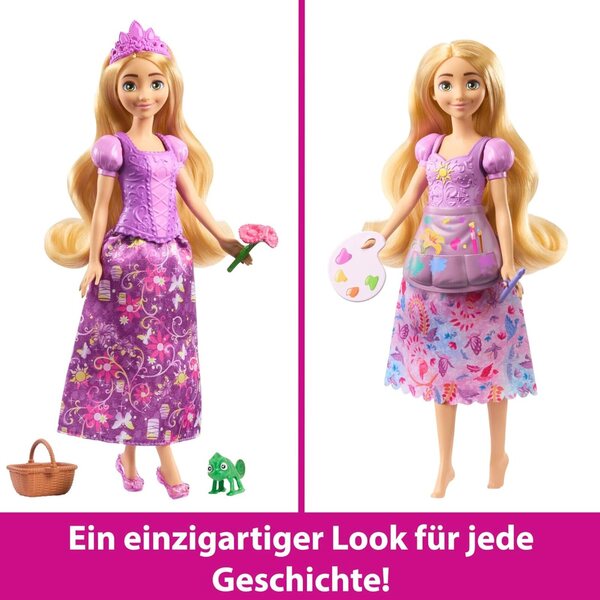 Rapunzel Disney Princess Fashion 2-in-1 mit 9 Accessoires, 2 Looks und Clip-On-Kleidern