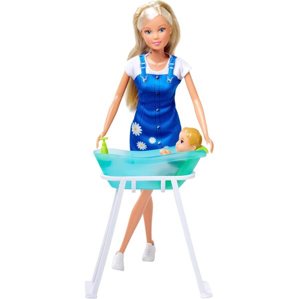 Steffi Love Baby Bath con vasca, asciugamano, pannolino e shampoo, 29cm per bambini 3+