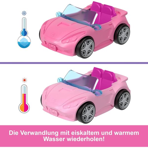 Barbie Mini BarbieLand Set con Pupa 4cm e Cabrio a Colore Cambiante + Accessori