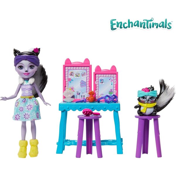 Enchantimals GJX34 – Skunk-Toilettenartikel mit Skunk-Salbei und Kapern, Spiel für Kinder