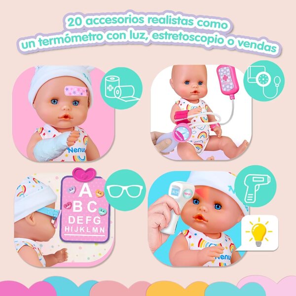 Nenuco Medical Center mit Puppe 35 cm und 20 medizinischen Zubehörteilen für Kinder ab 3 Jahren