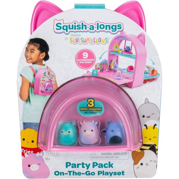 Squish-a-longs Party Pack On-The-Go-Spielset Serie 1 mit 3 Mini-Squishes und 9 Zubehörteilen