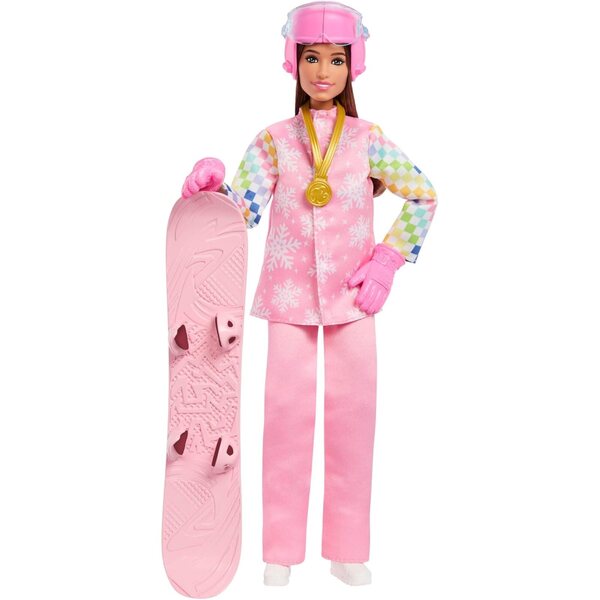 Barbie Snowboarderin mit über 10 Accessoires und farbwechselnden Snowboards für Mädchen