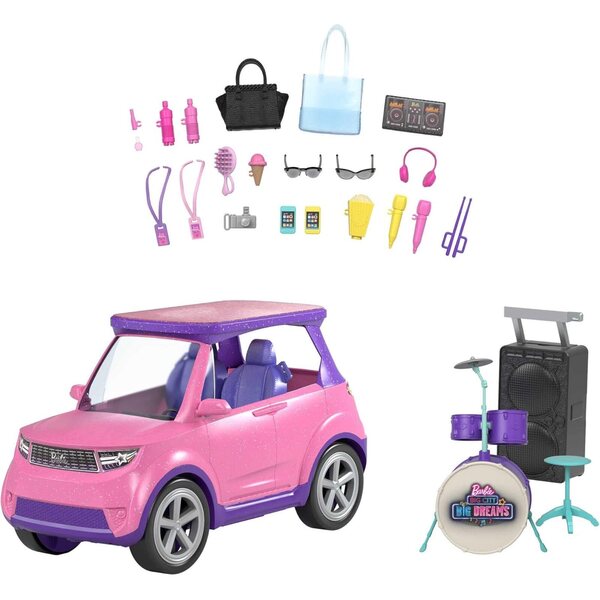 Barbie Big City Big Dreams SUV Cabrio lässt sich in eine Bühne für Shows verwandeln