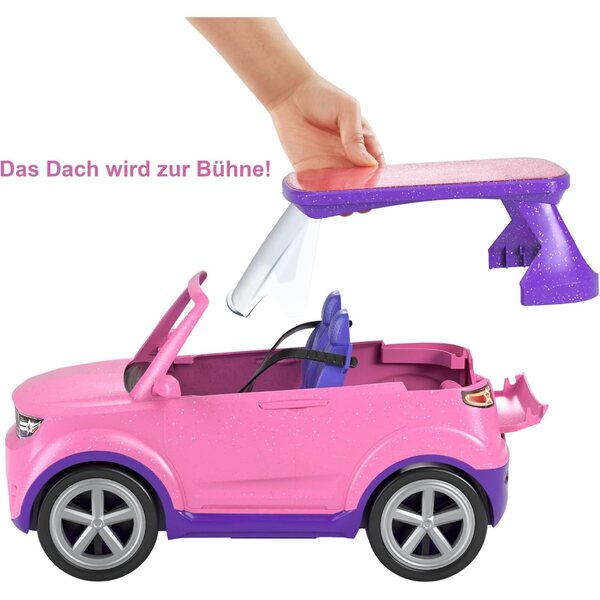Barbie Big City Big Dreams SUV Cabrio lässt sich in eine Bühne für Shows verwandeln