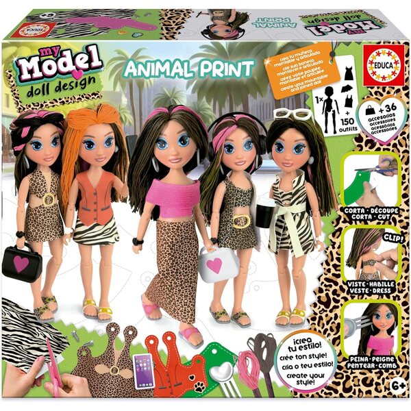 Educa My Model Animal Print: Puppe zum Zusammenbauen mit über 150 Outfits und Modeaccessoires