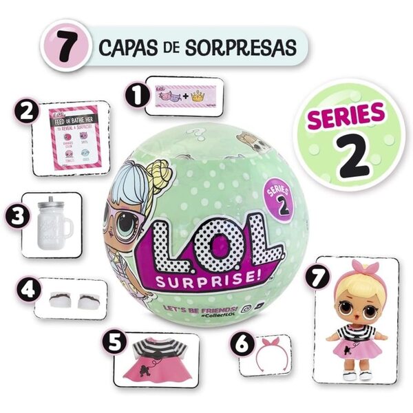 LOL Surprise Überraschungsball Serie 2 mit Puppe – Gelegenheitsmodell und 7 Überraschungen