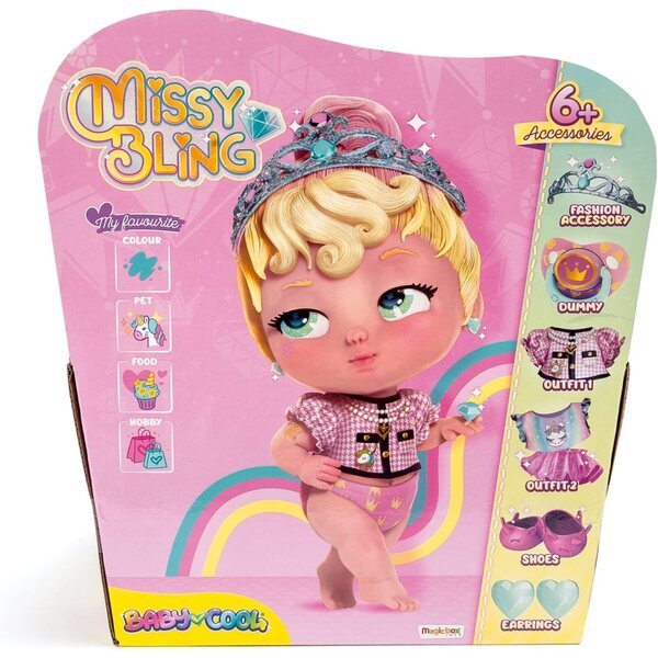Baby Cool Missy Bling - Bambola glamour con accessori brillanti e vestiti alla moda