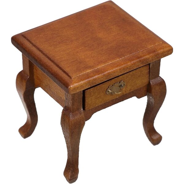 Comodino Rustico Francese in Miniatura 1/12 con Cassetto in Legno Marrone Chiaro