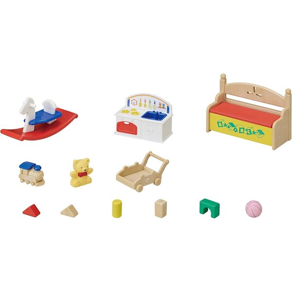 Sylvanian Families Baby-Spielzeugkiste mit Panda und Kaninchen – Spielset für Kinder ab 3 Jahren