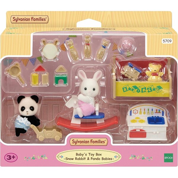 Sylvanian Families Baby-Spielzeugkiste mit Panda und Kaninchen – Spielset für Kinder ab 3 Jahren