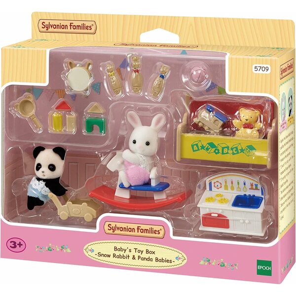 Sylvanian Families Baby-Spielzeugkiste mit Panda und Kaninchen – Spielset für Kinder ab 3 Jahren