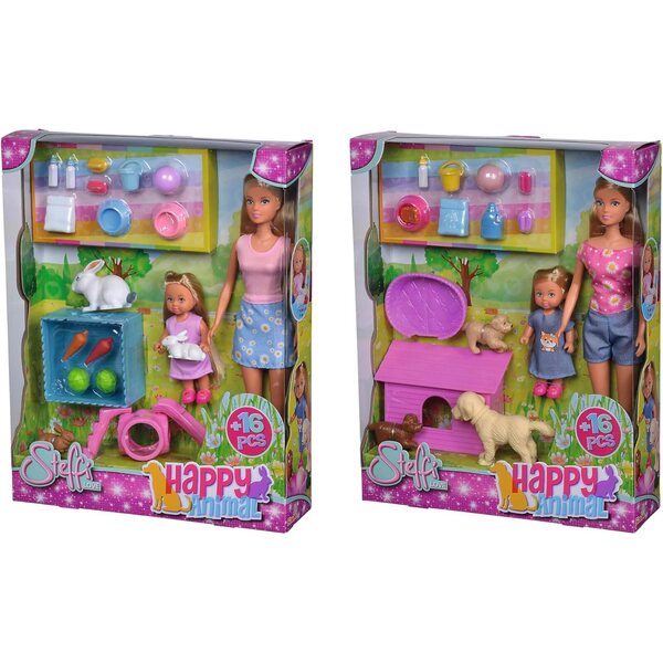 Simba Steffi Love Happy Animal – Gioco con bambole e animali, 29cm, da 3 anni