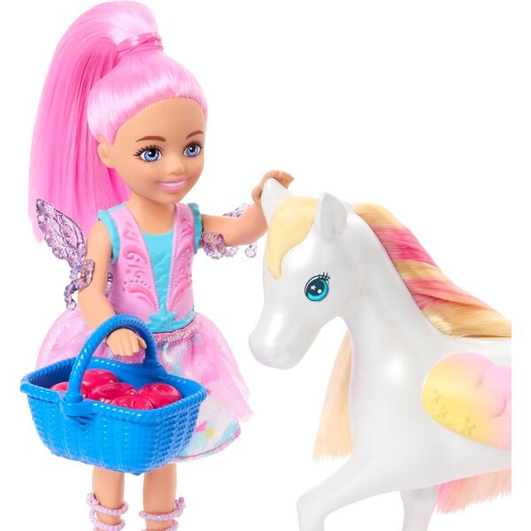 Barbie A Hidden Magic Chelsea-Pegasus-Set mit Stall und Zubehör für Kinder ab 3 Jahren