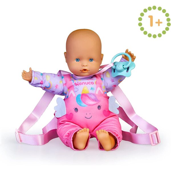 Nenuco Babypuppe 35 cm con corpo morbido, accessori e marsupio per bambini +1 anno
