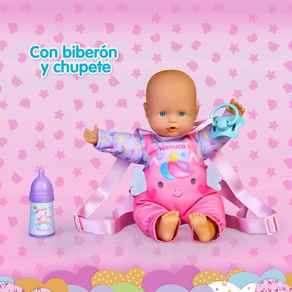 Nenuco Babypuppe 35 cm con corpo morbido, accessori e marsupio per bambini +1 anno