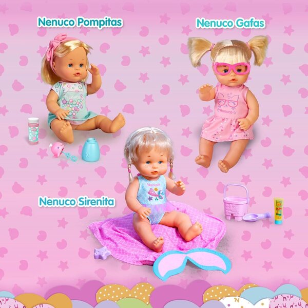 Nenuco Babypuppe 35 cm con corpo morbido, accessori e marsupio per bambini +1 anno