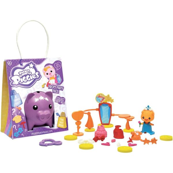 Taschengeld-Piggies-Abschlussball-Party-Set mit Mini-Shop und lustigen Accessoires