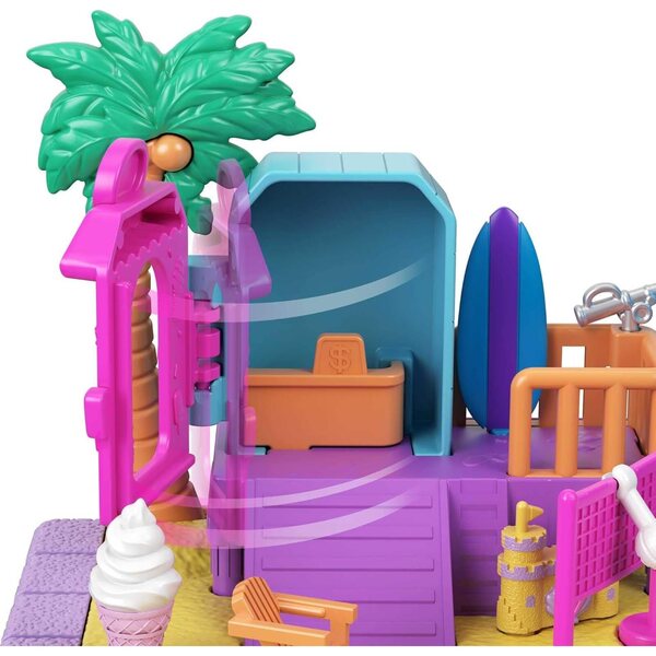 Polly Pocket Pollyville Sonnenstrand – Spiel mit Puppe, Tier und Zubehör für Kinder ab 4 Jahren