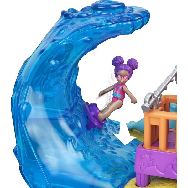 Polly Pocket Pollyville Sonnenstrand – Spiel mit Puppe, Tier und Zubehör für Kinder ab 4 Jahren