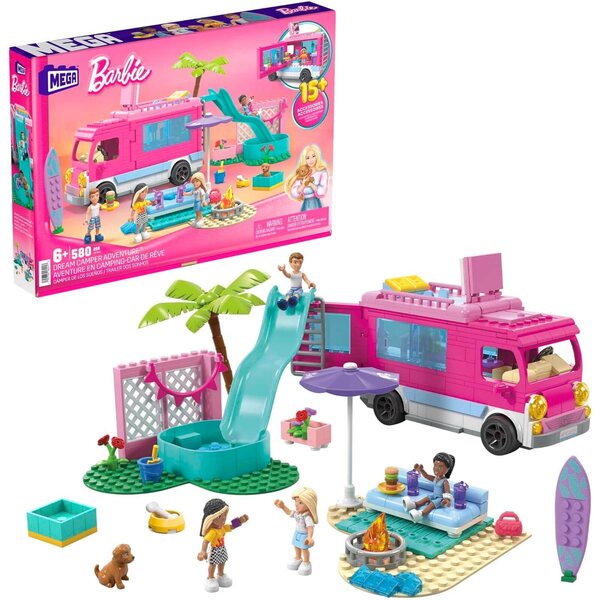 Barbie Traumwohnmobil mit Küche und Zubehör, 4 Barbies und 1 Hund, ab 6 Jahren