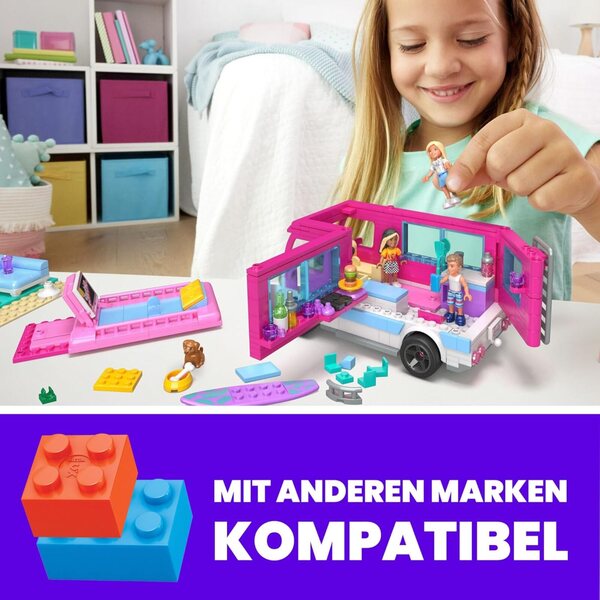 Barbie Traumwohnmobil mit Küche und Zubehör, 4 Barbies und 1 Hund, ab 6 Jahren