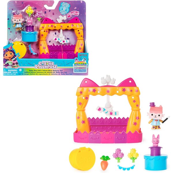 DREAMWORKS GABBY'S DOLLHOUSE – Balkon-Babybox-Set mit Zubehör und Katze, 8-teilig