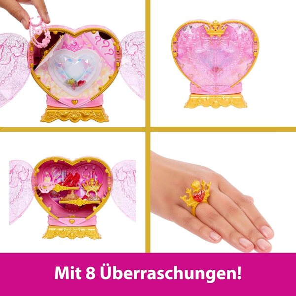 Disney Princess Belle Modepuppe mit 8 Überraschungen und Herzjuwelen mit Behälter