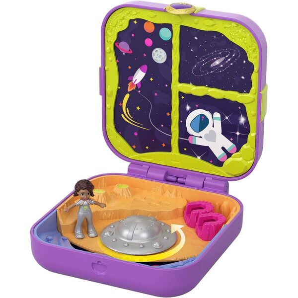 Polly Pocket Hidden Treasures Weltraum-Abenteuerbox mit Puppe und Zubehör
