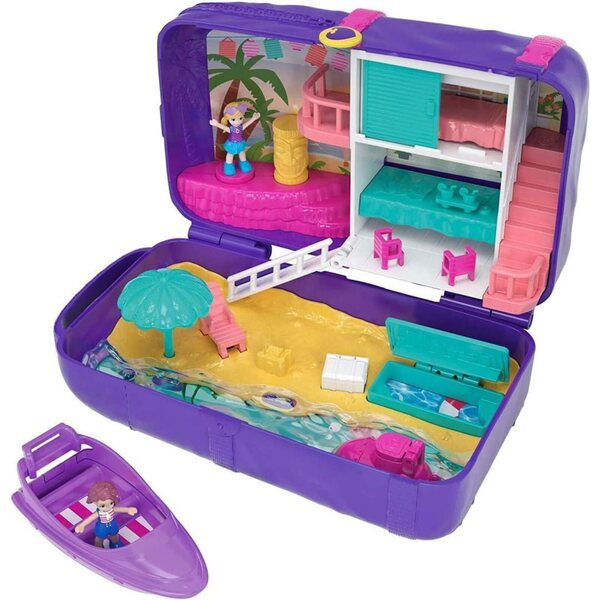 Polly Pocket FRY40 Strand Rucksack-Spielset mit Zubehör und Überraschungen