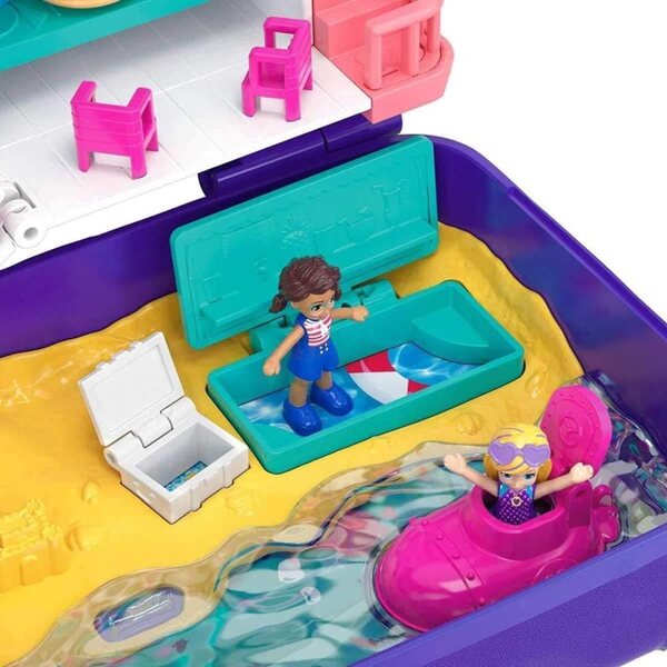 Polly Pocket FRY40 Strand Rucksack-Spielset mit Zubehör und Überraschungen