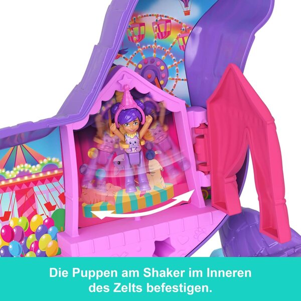 Polly Pocket-Spiel mit 2 Mikropuppen und 23 Zubehörteilen für eine Überraschungsparty mit Kätzchen