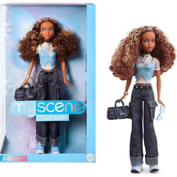 Barbie Signature My Scene Madison mit Y2K-Outfit, Cargo-Jeans und Modeaccessoires