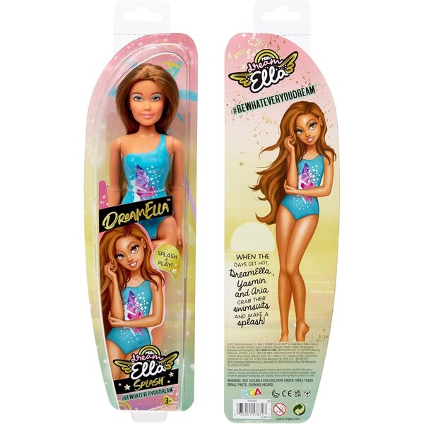 Dream Ella Splash 29 cm, Modepuppe mit braunen Haaren und Feen-Badeanzug