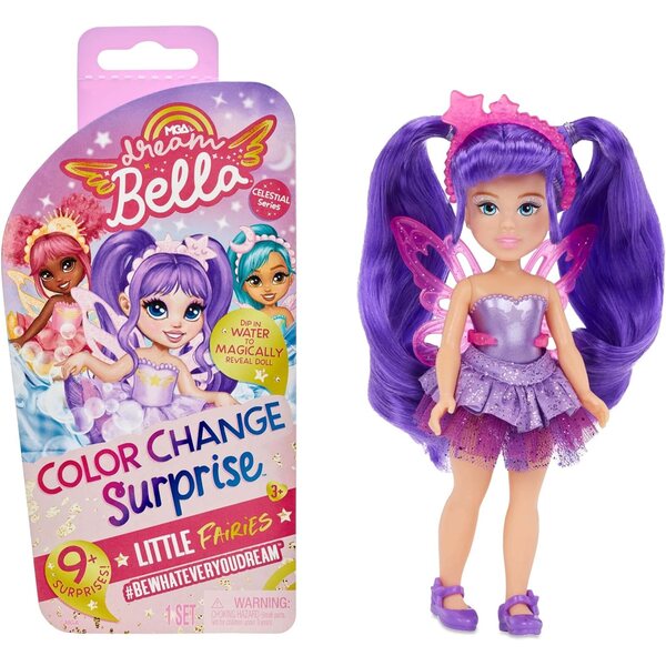 Dream Bella Farbwechsel Surprise Little Fairies – Aubrey Mini-Puppe mit 9+ Überraschungen und Zubehör