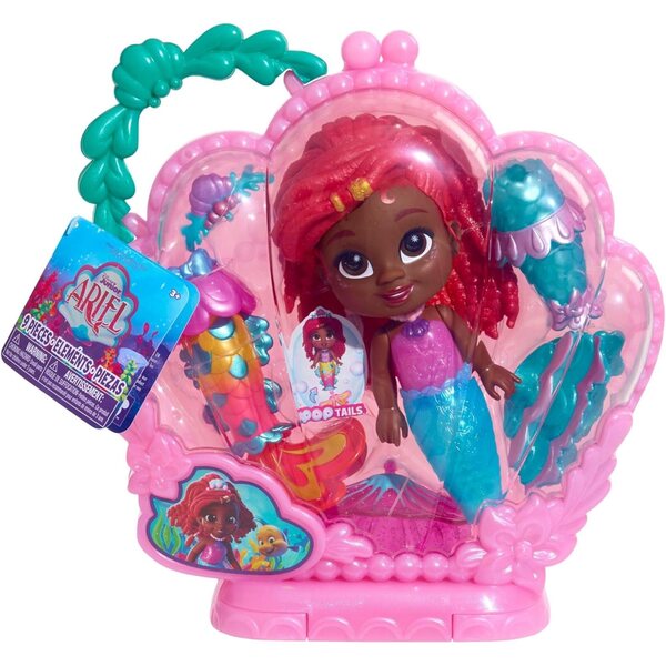 Just Play Disney Junior Arielle Pop Tails Puppe 19 cm mit Zubehör, Spiel für Kinder ab 3 Jahren