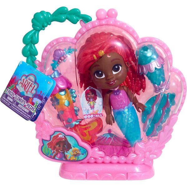 Just Play Disney Junior Arielle Pop Tails Puppe 19 cm mit Zubehör, Spiel für Kinder ab 3 Jahren