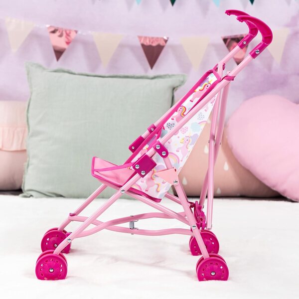 Bayer Design Puppenbuggy Set pieghevole con bambola morbida e accessori rosa